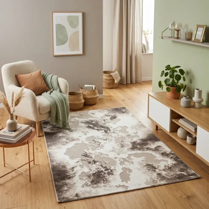 Covor SOHO Grey Abstract Gold - imagine 2