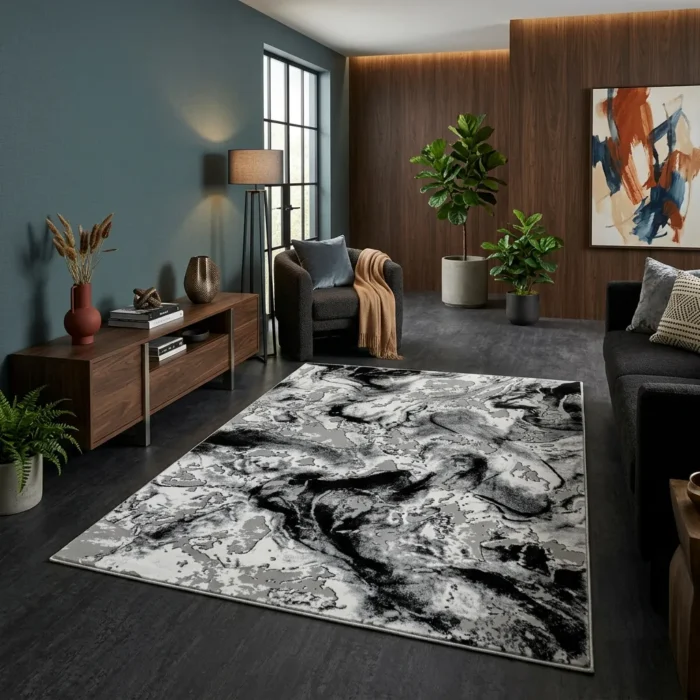 Covor SOHO Black Silver Marble - imagine 2