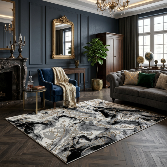 Covor SOHO Black Marble Gold - imagine 2